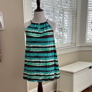 Letarte Striped Halter Coverup - Teal and Brown